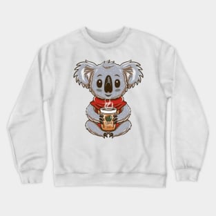 A cheerful koala enjoying a cup of coffee Crewneck Sweatshirt